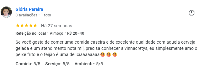 Avaliação Google Vinnacretys